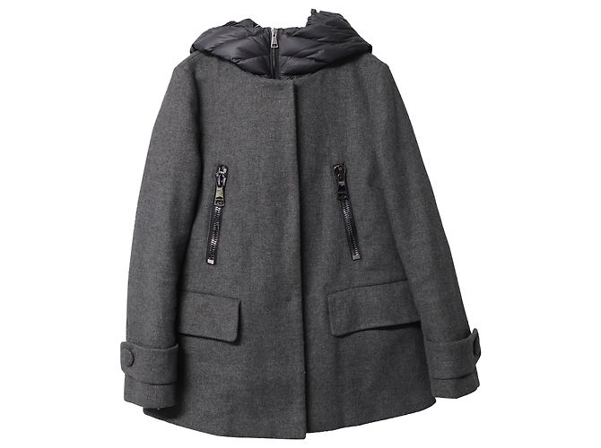 Abrigo Moncler Euphemia con chaleco acolchado en lana virgen gris - vista 5