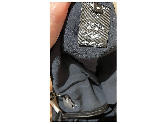 Jupe Isabel Marant noire et grise à rayures en soie - vue 4