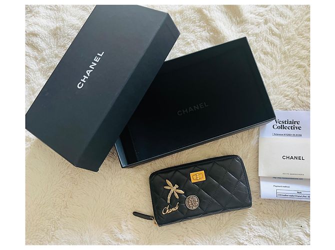 Mademoiselle Billetera de Chanel 2.55 Amuletos de la suerte Negro - vista 4