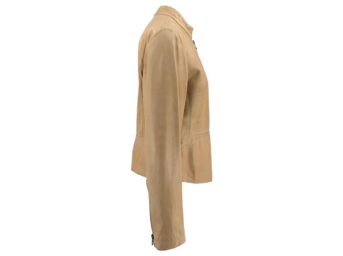 Brunello Cucinelli Lederjacke in Sand - Ansicht 3
