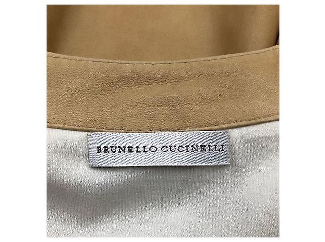 Brunello Cucinelli Lederjacke in Sand - Ansicht 4