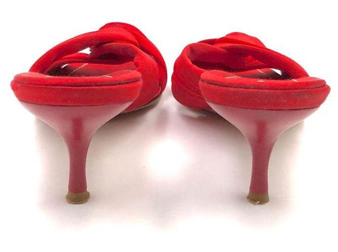Sabot Valentino in seta rossa e pelle - vista 4