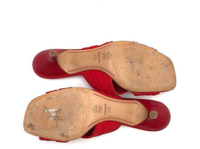 Sabot Valentino in seta rossa e pelle - vista 5