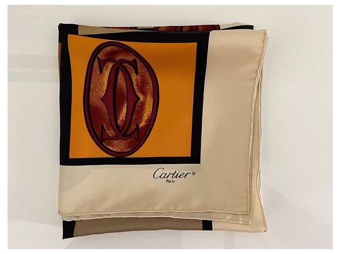 Cartier Sciarpa 90 X 90 cm Rosso Beige Giallo - vista 3