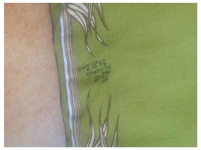 Cojín Hermès de seda verde con motivo de pájaro - vista 3