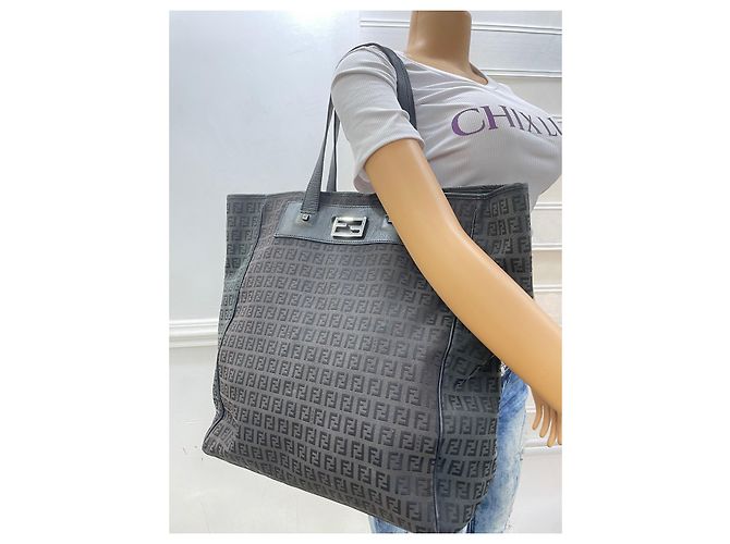 Clutch Fendi Collector Square in tela monogram e pelle nera Nero - vista 10