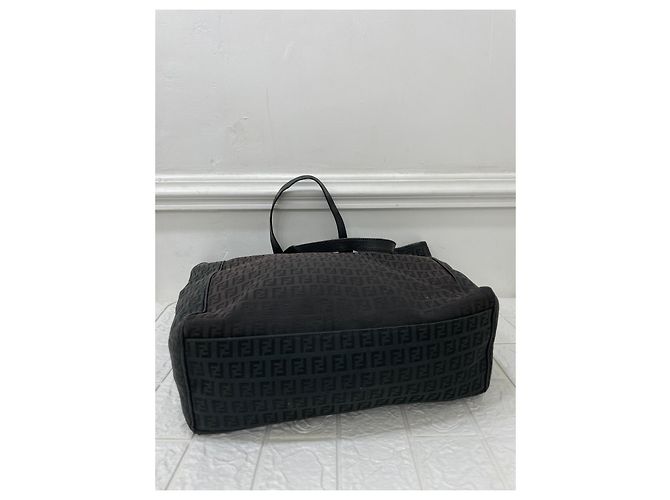 Clutch Fendi Collector Square in tela monogram e pelle nera Nero - vista 7
