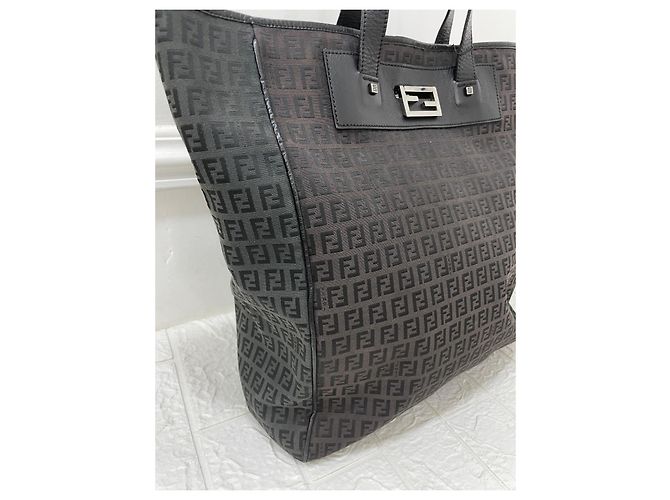 Clutch Fendi Collector Square in tela monogram e pelle nera Nero - vista 8