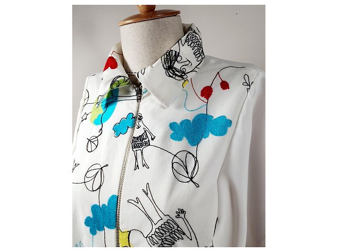 Autre Marque Donna Hiu Embroidered Short Sleeve Jacket White Multi Multiple colors - Ansicht 4