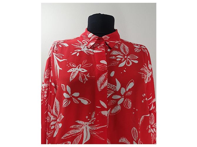 & Other Stories Camisa de seda roja Blanco - vista 4