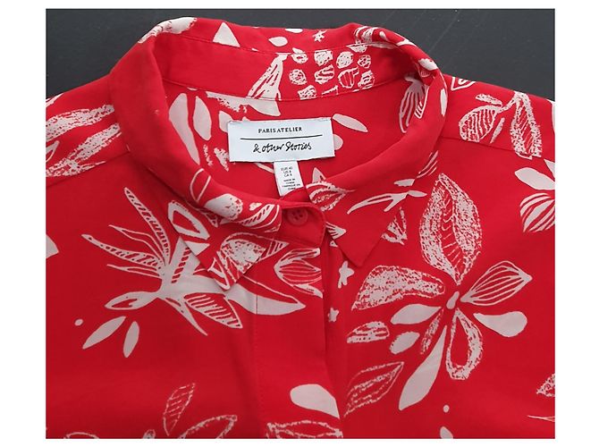 & Other Stories Camisa de seda roja Blanco - vista 5