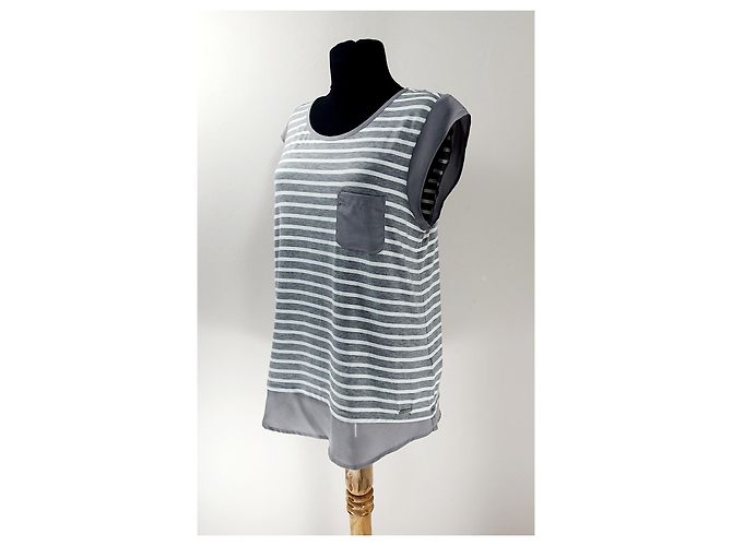 Top a rayas Calvin Klein Gris Blanco - vista 2