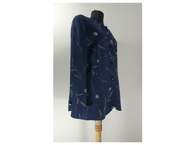 Blazer Akris in seta blu Blu navy - vista 2