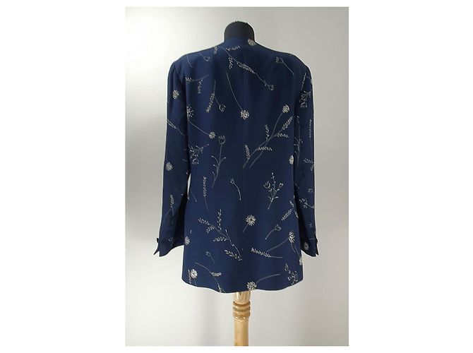 Blazer Akris in seta blu Blu navy - vista 3