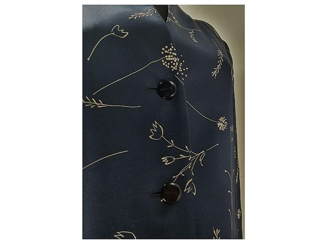 Blazer Akris in seta blu Blu navy - vista 4