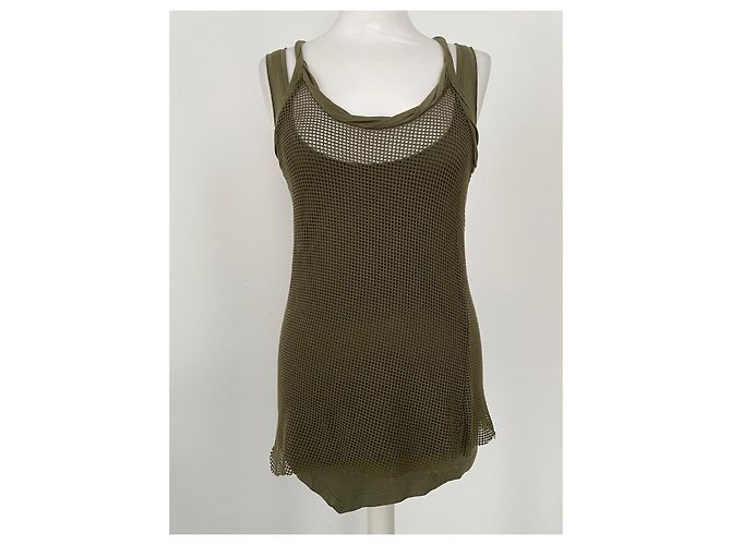 Top a capas Donna Karan Khaki Algodón Caqui - vista 5
