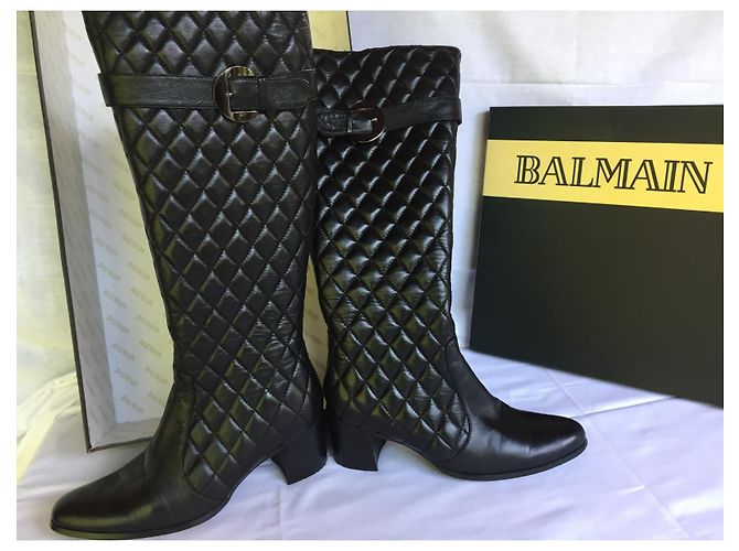 Balmain Vintage : Bottes en cuir matelassé - vue 7
