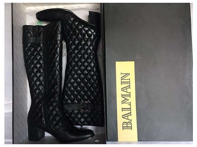 Balmain Vintage : Bottes en cuir matelassé - vue 8