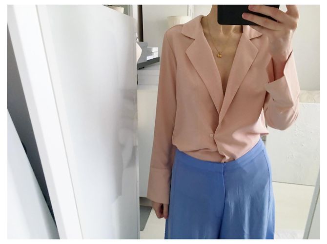 Autre Marque Blusa Rosa Rubor con Escote Profundo Melocotón Carne - vista 2