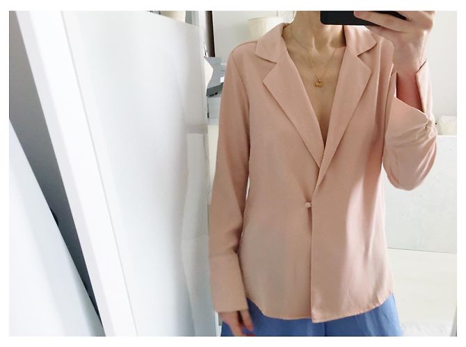 Autre Marque Blusa Rosa Rubor con Escote Profundo Melocotón Carne - vista 3