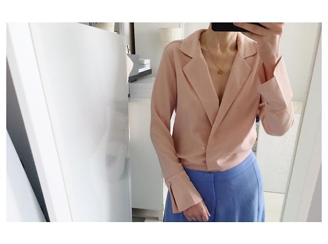 Autre Marque Blusa Rosa Rubor con Escote Profundo Melocotón Carne - vista 4