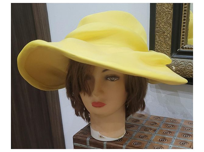 Autre Marque VENDIMIA 60s sombrero de seda amarillo - vista 3