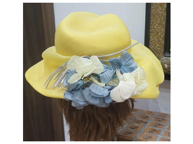 Autre Marque VENDIMIA 60s sombrero de seda amarillo - vista 5