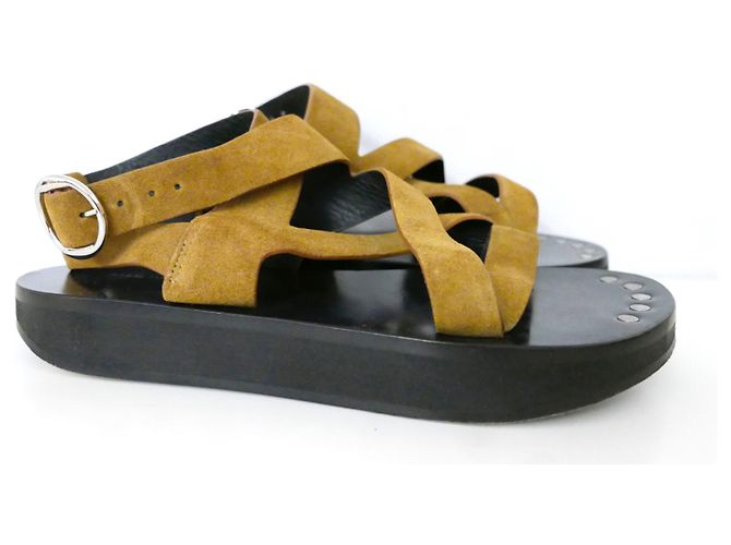 Sandali flatform in camoscio color sabbia Isabel Marant - vista 2