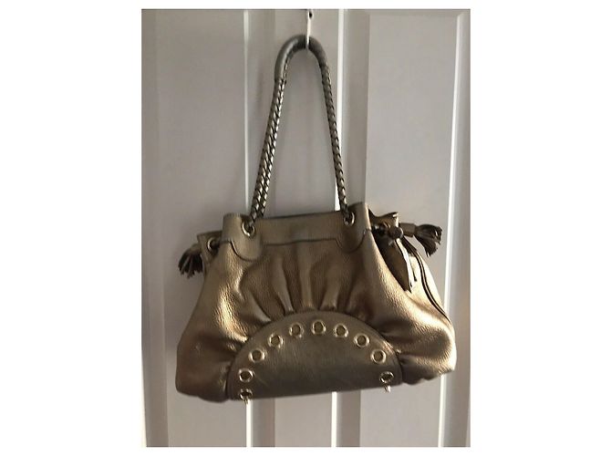 Borsa a tracolla Anya Hindmarch dorata con nappa e charms D'oro - vista 13