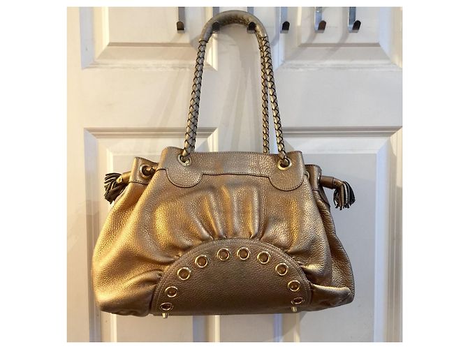 Borsa a tracolla Anya Hindmarch dorata con nappa e charms D'oro - vista 2