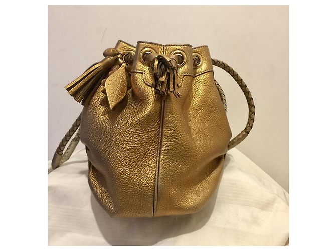 Borsa a tracolla Anya Hindmarch dorata con nappa e charms D'oro - vista 6