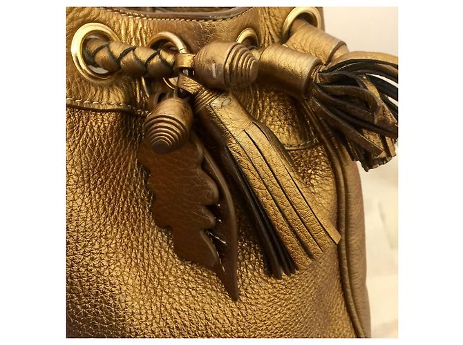 Borsa a tracolla Anya Hindmarch dorata con nappa e charms D'oro - vista 8