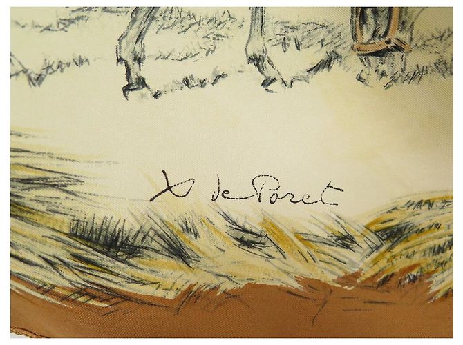 Hermès SCIARPA VINTAGE HERMES I puledri XAVIER DE PORET CARRE 90 Sciarpa seta Marrone - vista 3