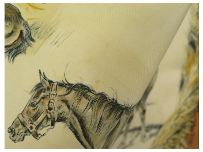 Hermès SCIARPA VINTAGE HERMES I puledri XAVIER DE PORET CARRE 90 Sciarpa seta Marrone - vista 7