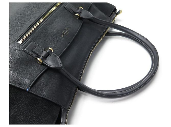 SMYTHSON CABAS ELIOT HANDTASCHE AUS SCHWARZEM GENARBENEM LEDER LEDERTASCHE - Ansicht 5