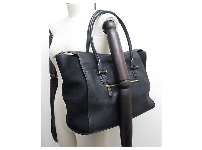 SMYTHSON CABAS ELIOT HANDTASCHE AUS SCHWARZEM GENARBENEM LEDER LEDERTASCHE - Ansicht 6