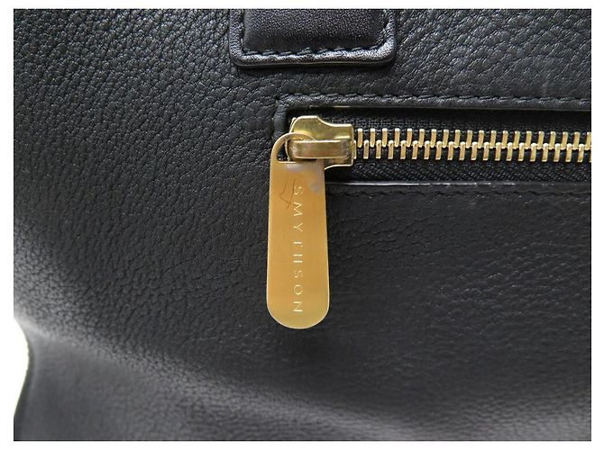 SMYTHSON CABAS ELIOT HANDTASCHE AUS SCHWARZEM GENARBENEM LEDER LEDERTASCHE - Ansicht 8