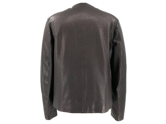 Brunello Cucinelli leather jacket in black with sequin shoulders - view 2