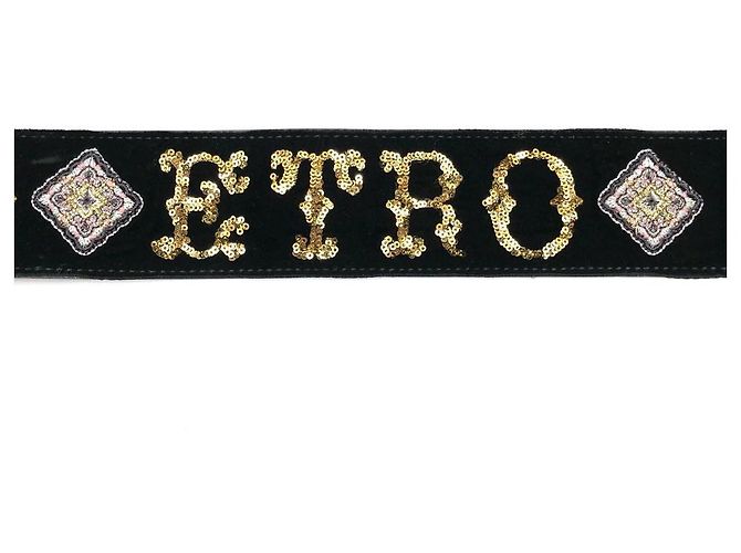 Borsa Etro in camoscio nero con paillettes multicolor e perline - vista 15