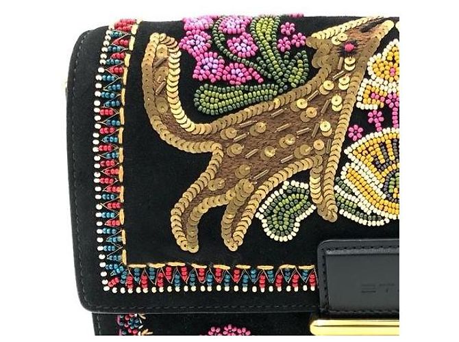 Borsa Etro in camoscio nero con paillettes multicolor e perline - vista 16