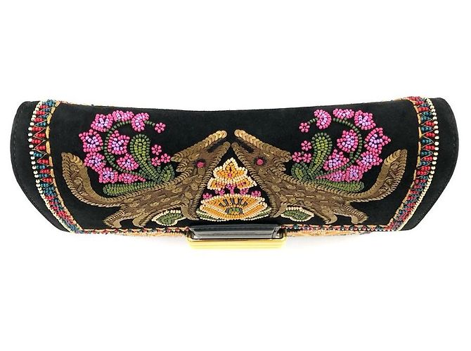 Borsa Etro in camoscio nero con paillettes multicolor e perline - vista 17