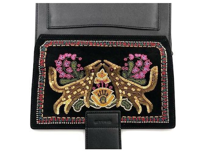 Borsa Etro in camoscio nero con paillettes multicolor e perline - vista 23