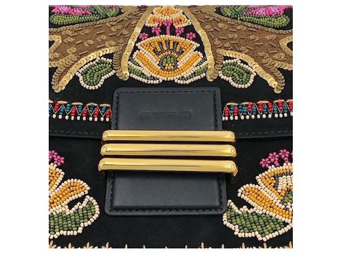 Borsa Etro in camoscio nero con paillettes multicolor e perline - vista 24