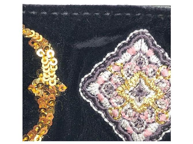 Borsa Etro in camoscio nero con paillettes multicolor e perline - vista 25