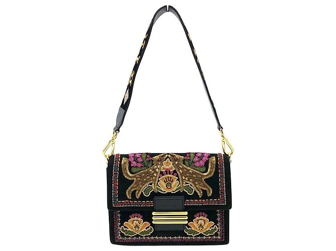 Borsa Etro in camoscio nero con paillettes multicolor e perline - vista 3