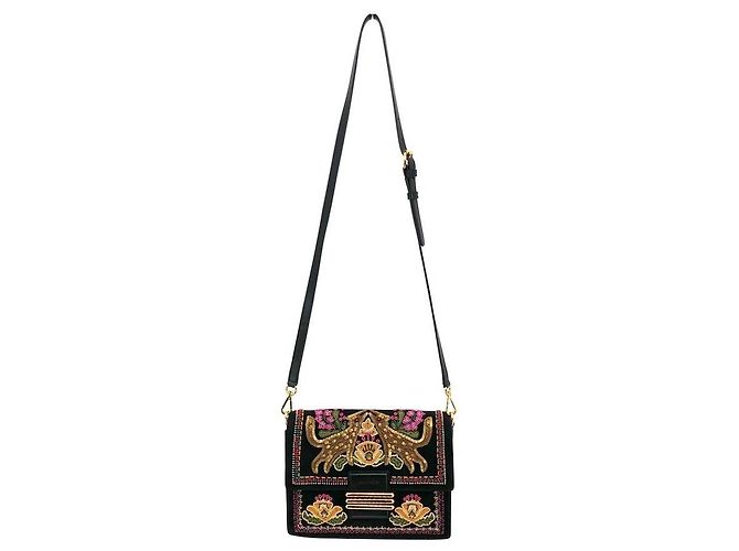 Borsa Etro in camoscio nero con paillettes multicolor e perline - vista 4