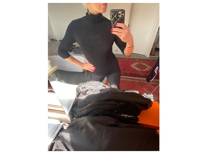 Top Chanel negro de viscosa talla 38 - vista 7
