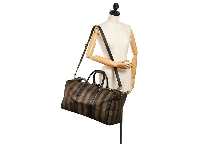 Borsa da viaggio Fendi Brown Pequin - vista 10