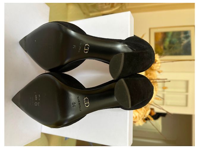 Christian Dior Décolleté Dior nere in vitello scamosciato Nero - vista 3