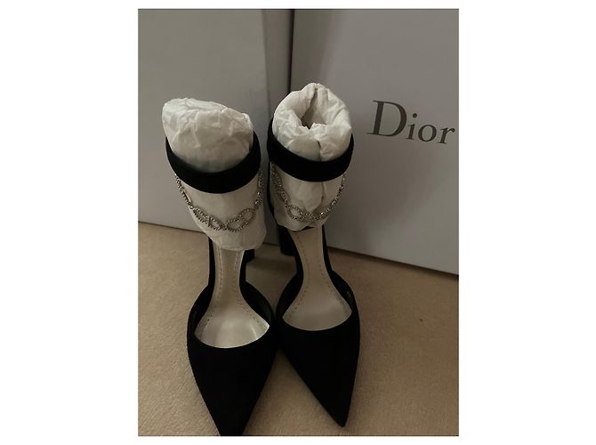 Christian Dior Décolleté Dior nere in vitello scamosciato Nero - vista 7
